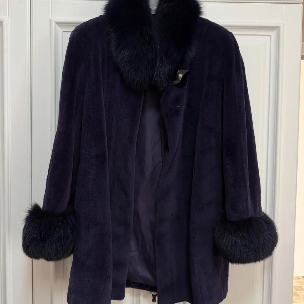 Purple 100% Real female mink fur coat Women's Coat - Picture 3 of 11
